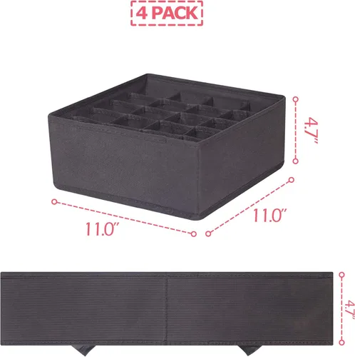 Miniatura 2 de DIOMMELL Paquete de 4 cajas de almacenamiento de tela plegables para armario, aparador, cajón, cestas de tela, contenedores divisores para ropa