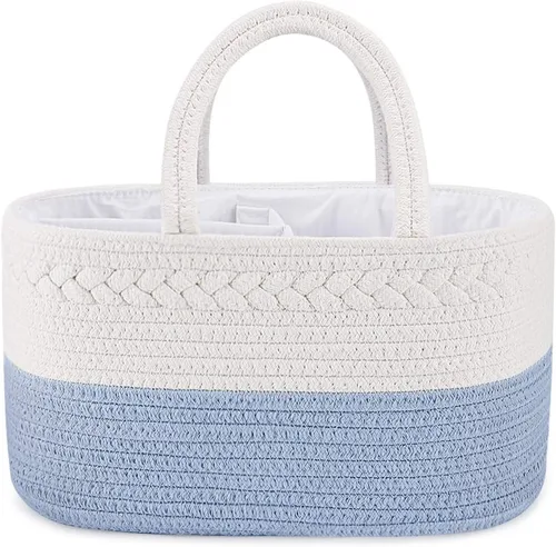 Miniatura 12 de ABenkle Organizador de Pañales - Cesta de Almacenamiento de Cuerda de Algodón para Artículos Esenciales del Bebé, Regalo de Baby Shower para Niños