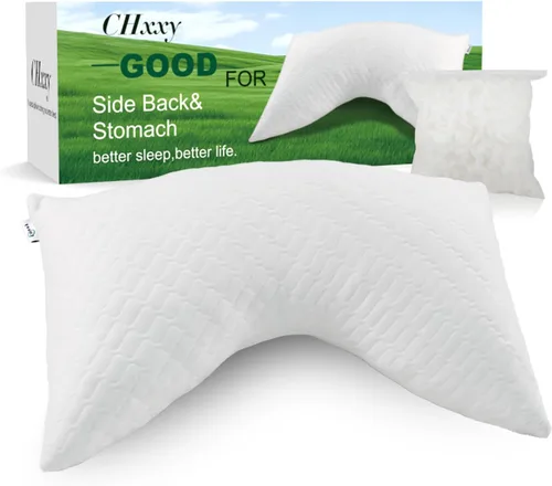 Miniatura 10 de CHxxy Almohada para dormir de lado para el alivio del cuello y los hombros, diseño ergonómico, almohada de firmeza media, almohadas de tamaño queen
