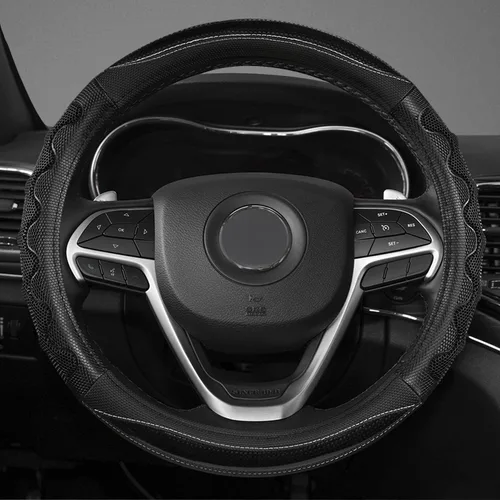 Miniatura 2 de GIANT PANDA Cubierta del volante para Jeep Wrangler, cubierta del volante del coche para Jeep Grand Cherokee y Cherokee - Negro