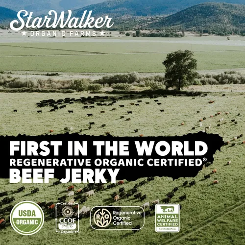 Miniatura 3 de StarWalker Organic Farms Carne Asada Beef Jerky – Certificada Orgánica, 36g de Proteína, Sin Nitratos ni Conservantes, Alimentada con Pasto, Bolsa