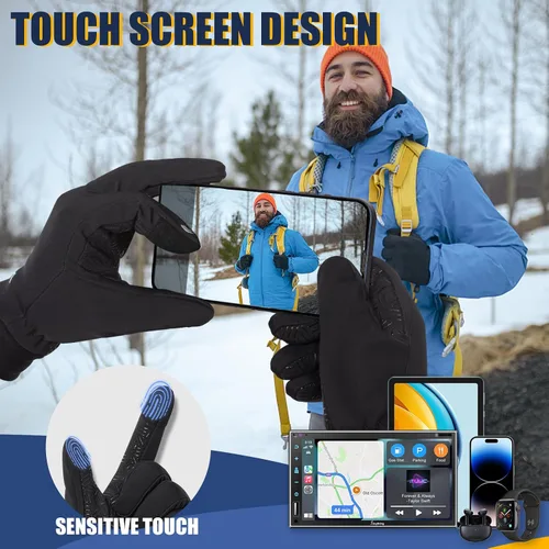Miniatura 3 de Pixel Panda Guantes de invierno para hombres y mujeres, guantes cálidos para pantalla táctil para clima frío, delgados, resistentes al agua