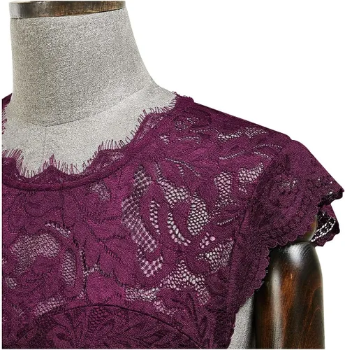 Miniatura 6 de MISSMAY Vestido largo formal de boda sin mangas con encaje floral retro para mujer