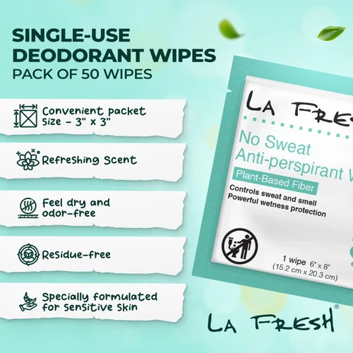 Miniatura 2 de La Fresh Travel Lite - Toallitas antitranspirantes y corporales, 50 toallitas desodorantes envueltas individualmente para adultos, hombres