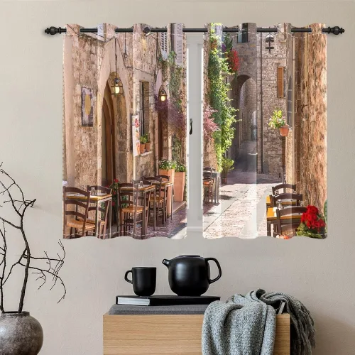 Miniatura 100 de Cortinas japonesas con pintura de tinta, monte Fuji, sol rojo, puesta de sol, hojas de bambú, cortinas de ventana para dormitorio, sala de estar