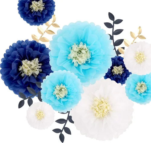 Miniatura 15 de Fonder Mols Papel de seda con mariposas y hojas de olivo para bodas, baby shower, cuarto de bebé, decoración de fiestas y eventos, pompones Amarillo