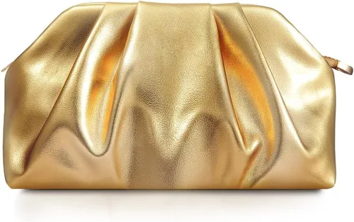Miniatura 16 de lovyoCoCo Bolso de mano para mujer, suave, plisado, de poliuretano, para boda, elegante bolsa de noche para galas, bailes, fiestas de cóctel