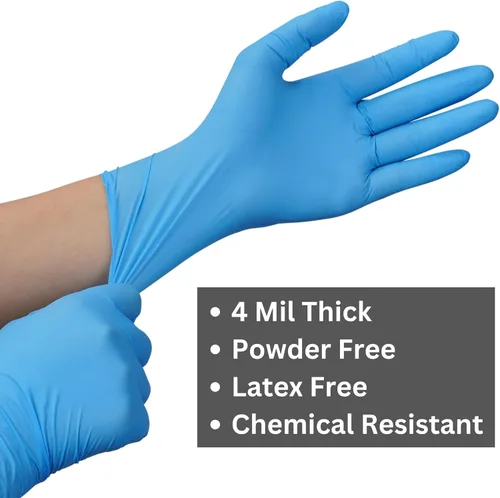 Miniatura 2 de Guantes de examen de nitrilo sin látex y sin polvo, guantes desechables para limpieza, seguros para alimentos, uso médico, 4 mil