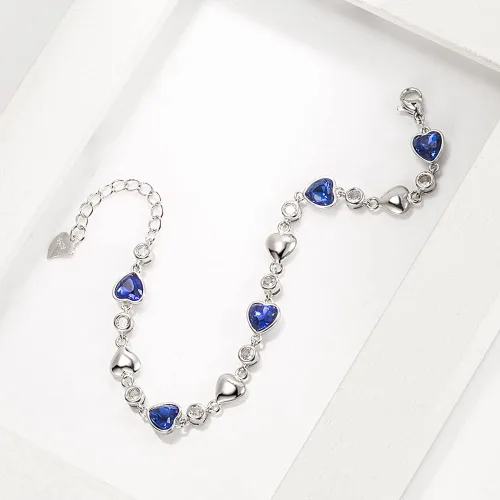 Miniatura 2 de Pulseras de plata de ley 925 para mujeres y adolescentes, con dije de corazón, brazalete de moda, ideal como regalo de joyería