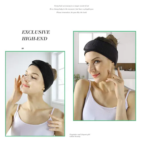 Miniatura 6 de LADES Diadema facial de spa para mujer, tela de rizo suave con gancho y bucle ajustables, ajuste cómodo y seguro para cuidado de la piel