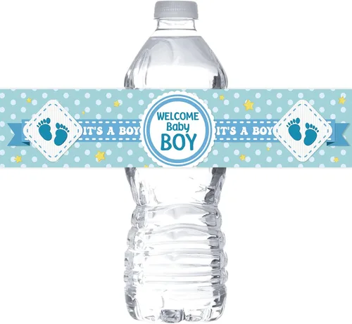 Calcomanías de bienvenida para botellas de agua para bebé, envoltorios de botellas de revelación de género, suministros de etiquetas de agua con