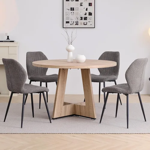 Miniatura 13 de Juego de mesa de comedor redonda de 47 pulgadas para 4 con sillas, mesa de cocina y sillas, juego de sillas modernas de mediados de siglo con patas