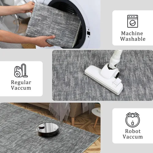Miniatura 9 de RUGSREAL Alfombra lavable a máquina de 2 x 8 pies, para pasillo, entrada, contemporánea, color liso, alfombra de pasillo moderna para interiores