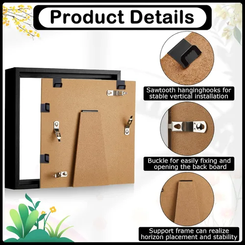 Miniatura 3 de Tuanse 6 Piezas Cajas de Sombra Marco de Fotos Cajas de Sombra Cuadradas Vitrinas para Recuerdos Deportivos Recuerdos de Boda Manualidades Alfileres