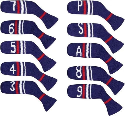 Scott Edward 1/7/10 piezas de fundas de cabeza de palos de golf de punto para hierros, cuña y básicamente forma de calcetines, protector de cabeza