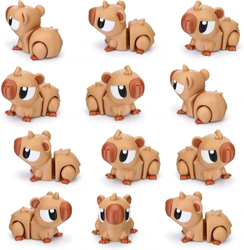 Miniatura 16 de 12 figuras de gusano impresas en 3D de animales, articuladas, flexibles, para aliviar el estrés, figuras de animales, decoración de escritorio
