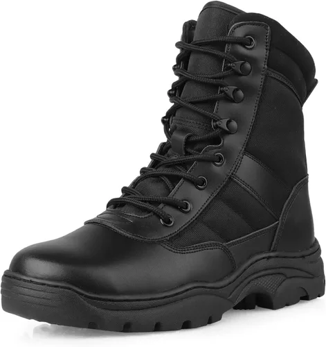 QUNLON Botas militares tácticas para hombre, con cremallera lateral, ligeras, 8 pulgadas, botas de motocicleta de combate militar para trabajo de