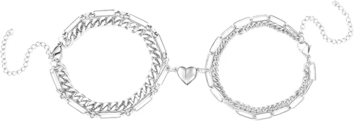 Long tiantian Pulseras magnéticas a juego para parejas, cadena de eslabones con dije de corazón, pulseras de promesa para parejas, novios y novias