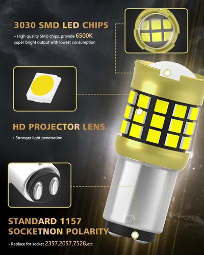 Miniatura 91 de 1156 Bombillas LED Ámbar Amarilla Luz de Señal de Giro 400% de Brillo 1141 1003 7506 Bombillas LED P21W Usadas para Luces Intermitentes Luz Trasera