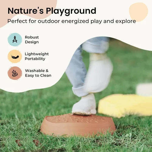 Miniatura 4 de Tiny Land Piedras para pisar para niños, 5 piezas Piedras antideslizantes para niños pequeños, Piedras sensoriales para promover el equilibrio