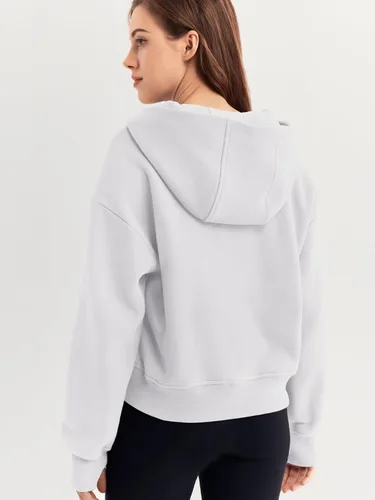 Miniatura 5 de Trendy Queen Sudaderas con capucha para mujer, con cremallera de un cuarto, sudaderas de gran tamaño, media cremallera con bolsillos, ropa de otoño