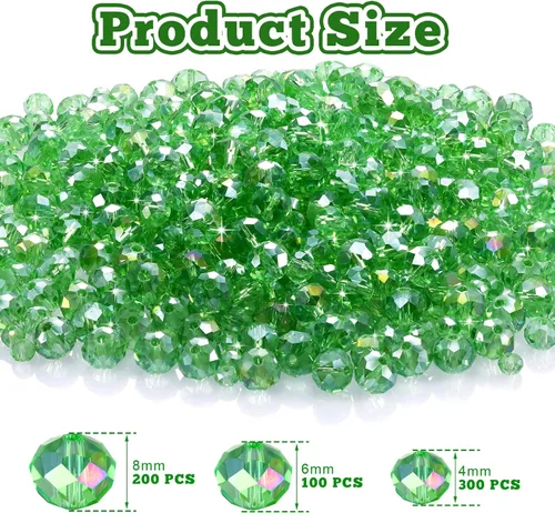 Miniatura 3 de WILLBOND 600 cuentas de cristal para hacer joyas, atrapasoles a granel, piedras preciosas sueltas para el día de San Valentín, vacaciones Verde
