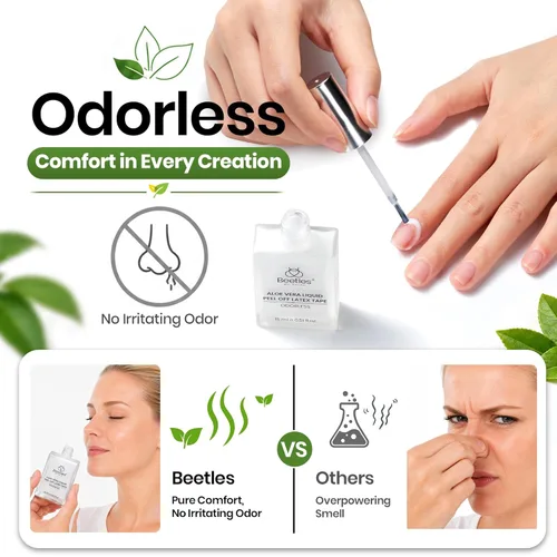 Miniatura 3 de Beetles - Látex líquido sin olor para uñas, 0.5 onzas líquidas, barrera de esmalte de uñas de látex blanco, protector de cutículas para gel