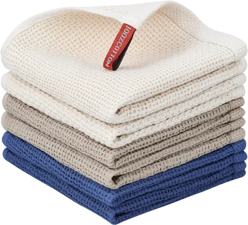 Miniatura 13 de Nialnant - Toalla de cocina 100% algodón, tejido gofre, suave, absorbente y de secado rápido, toallas para secar platos, trapos de limpieza - Multi