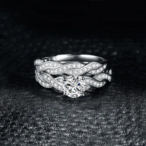 Miniatura 3 de JewelryPalace Anillos de compromiso para mujer, plata de ley 925 chapada en oro de 14 quilates, anillos de promesa de circonita cúbica para ella
