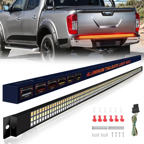 Miniatura 11 de GOOACC - Tira de luz para portón trasero de camioneta de 48"/49", 5 funciones, 90 LED rojo/blanco de una sola fila, iluminación trasera universal