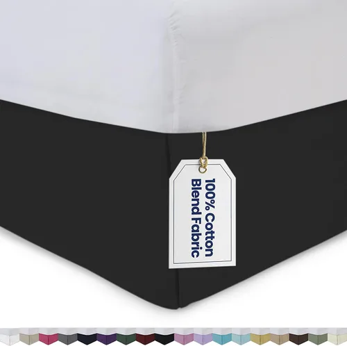 Miniatura 4 de Cotton Delight Falda de cama tamaño Queen 100% tela de mezcla de algodón, ajuste a medida de alta calidad, 1 falda de cama tamaño Queen de 12 Negro