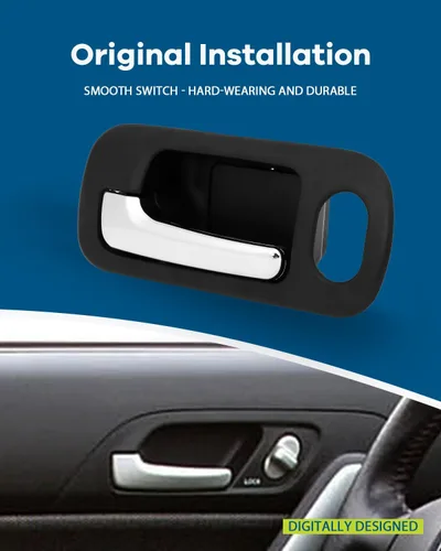Miniatura 3 de LUJUNTEC Reemplazo del lado izquierdo del conductor delantero interior para Honda Civic 2001-2005 1pc cromo y mango negro reemplazo OE 82204