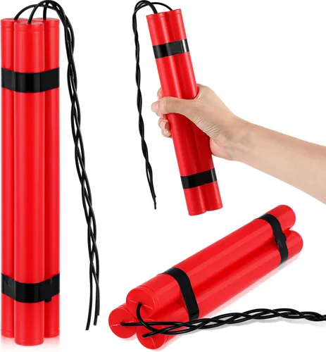 Sratte 6 palos de dinamita falsos, accesorio de dinamita, palo TNT rojo, armas de juguete falsas realistas de plástico simulado, juguete de bomba de