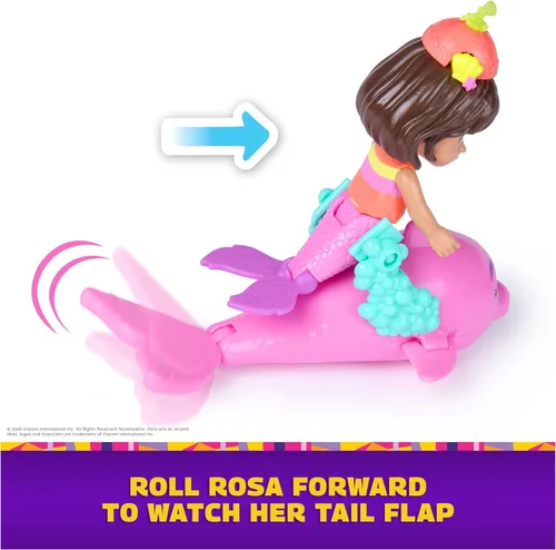 Miniatura 6 de Dora, Mer-Made for Adventure - Paquete de 2, figura de sirena de DORA de 4.5 pulgadas y delfín, juguetes de sirena y juguetes para niños para niñas