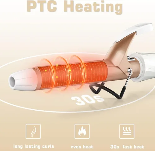 Miniatura 3 de Rizador de pelo de 1 pulgada, rizador de pelo de doble voltaje que calienta hasta 450 °F, varita rizadora profesional de turmalina de cerámica