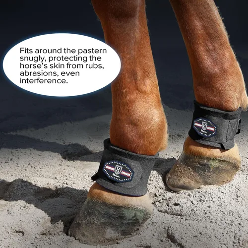 Miniatura 2 de Harrison Howard Envolturas pastern duraderas para caballos absorbentes y transpirables de protección contra impactos, se venden en pares, color negro