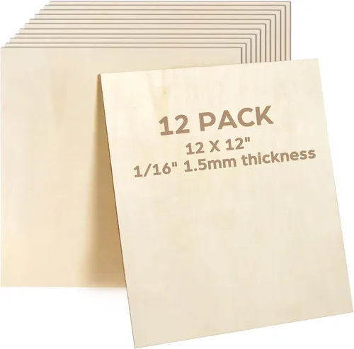 Miniatura 9 de LotFancy Hojas de tilo para manualidades, paquete de 12, 12 x 12 x 1/8 pulgadas, hojas de madera contrachapada de 3 mm de espesor, tablas de madera