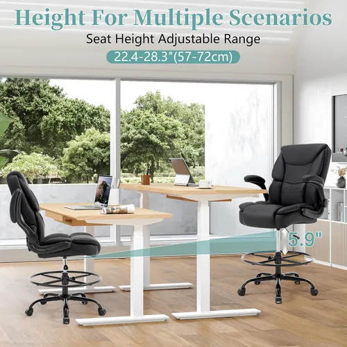 Miniatura 7 de Silla ergonómica de dibujo, silla de oficina alta para escritorio de pie, silla de escritorio de pie con respaldo alto con reposabrazos abatibles