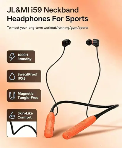 Miniatura 2 de JL&MI Neckband - Auriculares Bluetooth con batería extra de 1000 horas, con cancelación de ruido, 80 horas de reproducción, auriculares para correr