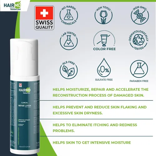 Miniatura 3 de HairMD Loción de reparación clínica de trasplante – 4.2 fl oz fórmula post-trasplante capilar – suave, nutritiva e hidratante en cuero cabelludo