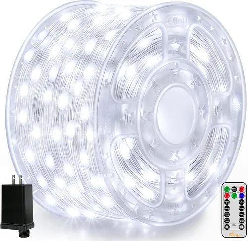 Miniatura 14 de Ollny Luces de Navidad para exteriores, 600 LED de 197 pies, luces multicolor para árbol de Navidad IP67, luces de hadas enchufables con control
