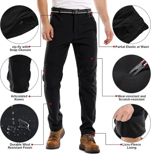 Miniatura 5 de Jessie Kidden - Pantalones de hombre impermeables, para actividades en exteriores, senderismo, nieve, esquí, pesca, con forro de felpa, térmicos