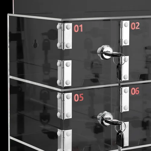 Miniatura 7 de Futchoy Caja transparente para casillero para teléfono celular con cerraduras de puerta y llaves, caja de bloqueo de acrílico para teléfono celular