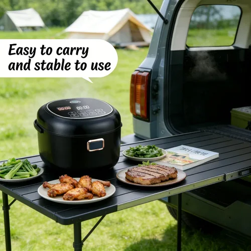 Miniatura 8 de Mini olla arrocera eléctrica de 2 litros, calentador de alimentos de 12 V/24 V, portátil, antiadherente, viaje para automóvil, camión, pequeña olla