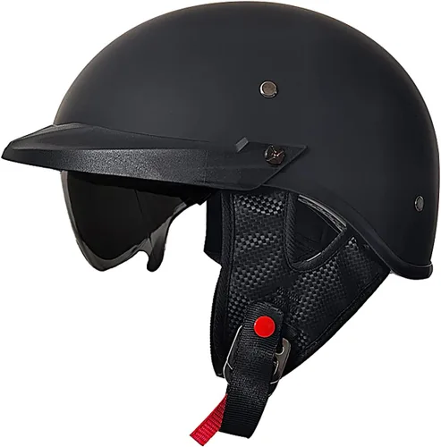 Casco medio de motocicleta con visera para motocicleta para hombres y mujeres, casco para adultos, patinetas, vehículos todo terreno, cruceros,