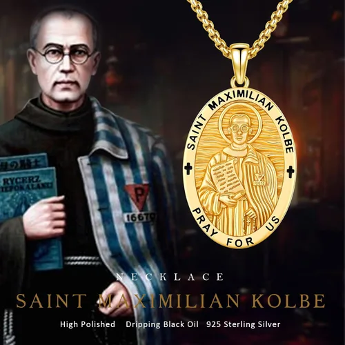 Miniatura 282 de Collar con colgante de plata de ley 925 con medalla de San Patrón, joyería religiosa para hombres y mujeres, con cadena de acero inoxidable 316L