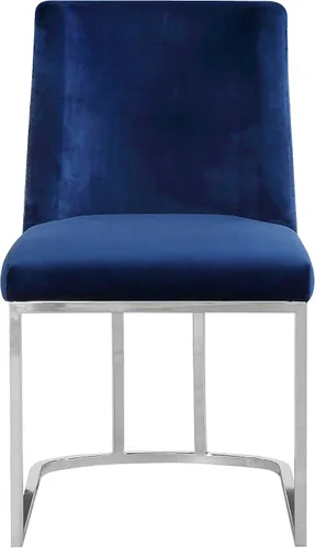 Miniatura 5 de Meridian Furniture Heidi Collection Modern - Silla de comedor tapizada de terciopelo contemporáneo con marco de metal cromado pulido, juego de 2, 19