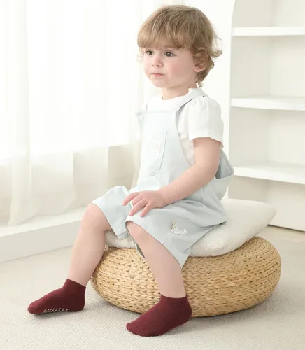 Miniatura 3 de JAKIDAR 12 pares de calcetines antideslizantes de algodón para niños y niñas, suela antideslizante para bebés y niños