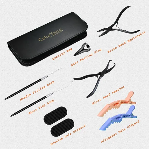 Miniatura 2 de Herramientas de extensión de cabello, kit de extensiones de cabello microenlaces multifuncionales para extensiones de cabello micro cuentas, kit