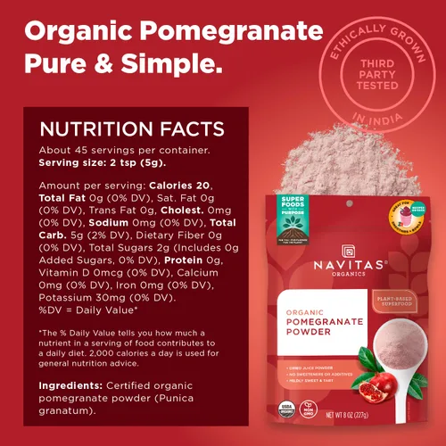 Miniatura 3 de Navitas Organics Polvo de granada – Jugo orgánico en polvo – Para batidos, postres, salsas y más – Soporte antioxidante – USDA orgánico, sin OMG